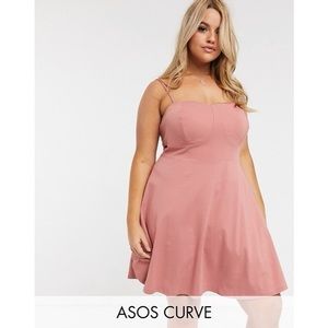 NWT ASOS curve pink square neck dress